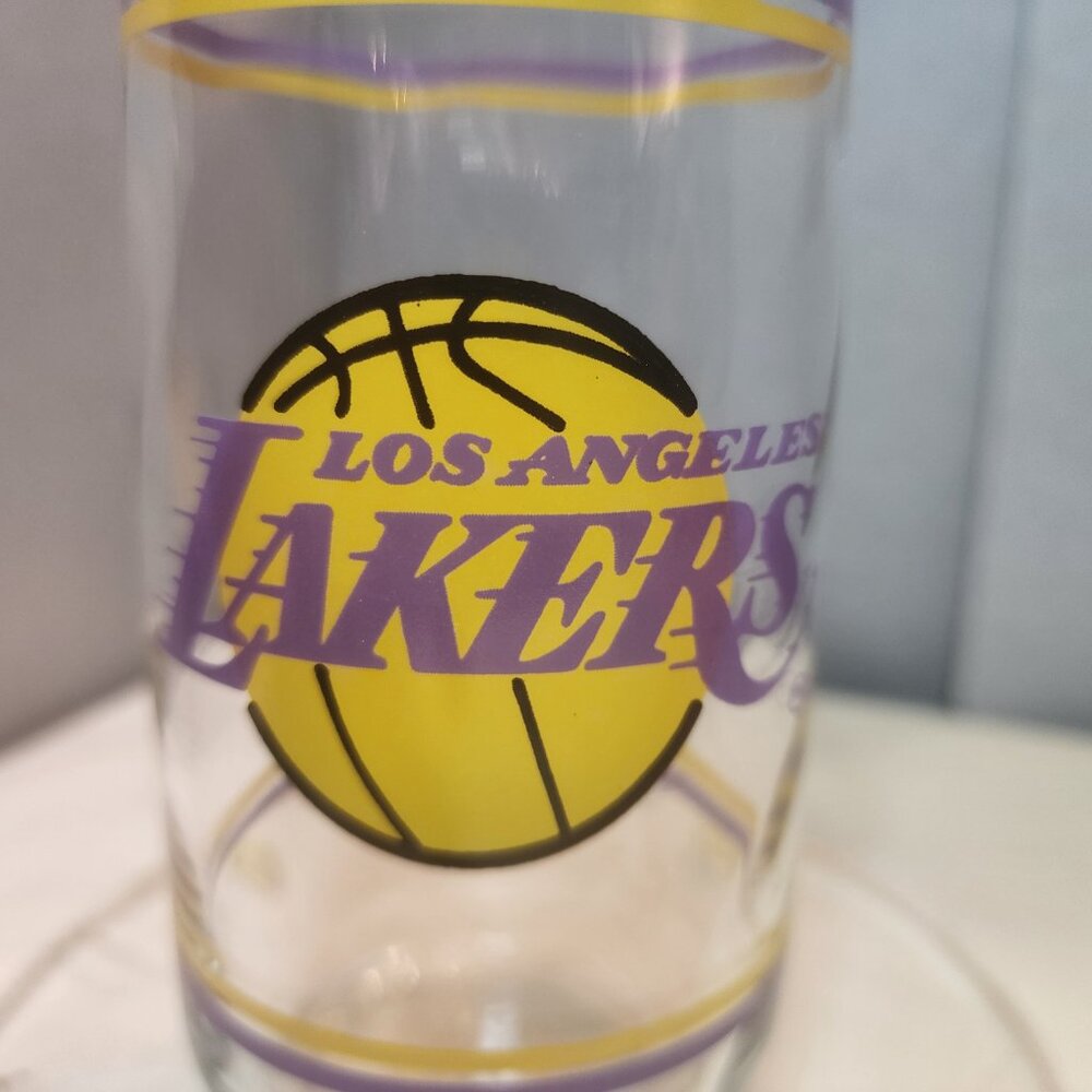 Set of 2 - Los Angeles Lakers 80s drinking glasses 16oz  - Showtime pattern NBA